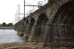 Tight angle of stone arch bridge over the Delaware River